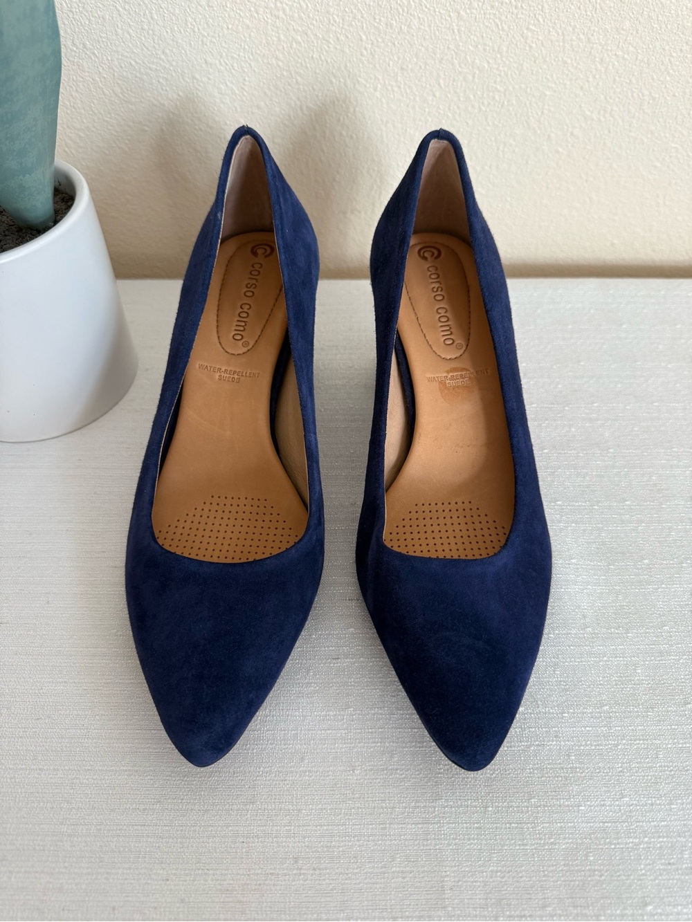 New Corso Como Navy/Purple Suede Mid Block Heel Pumps - Women - Picture 2 of 12